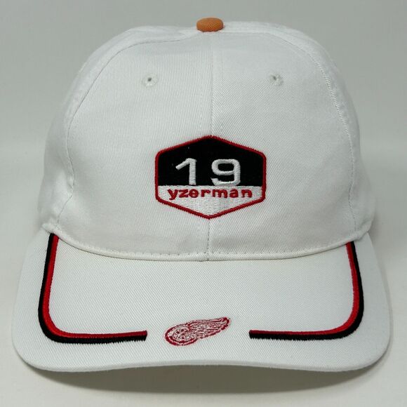 Vintage 90s Detroit Red Wings Steve Yzerman Hat Cap NHL Hockey Strapback White - Picture 12 of 12
